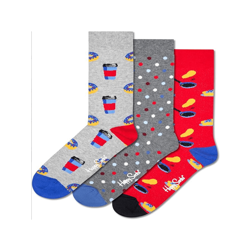 Happy Socks Lot de 3 paires de chaussettes en forme de donut pour adulte | Vêtements | Judaïca