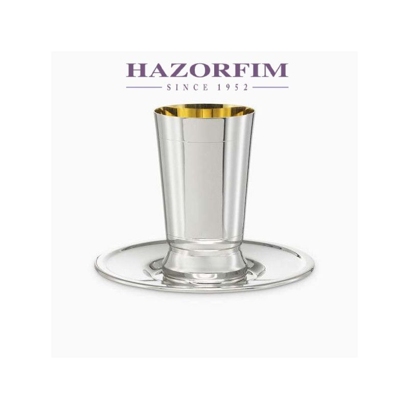 Ensemble de tasses et assiettes David plaqué argent | Coupes de Kiddouch | Judaïca