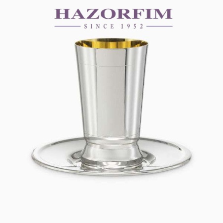 Ensemble de tasses et assiettes David plaqué argent | Coupes de Kiddouch | Judaïca
