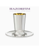 Ensemble de tasses et assiettes David plaqué argent | Coupes de Kiddouch | Judaïca