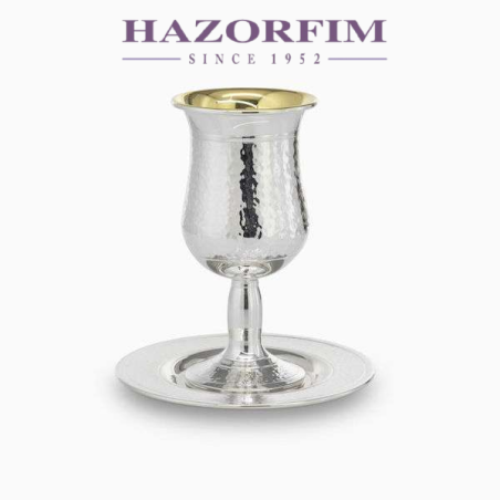 Coupe à marteler sur pied plaqué argent | Coupes de Kiddouch | Judaïca