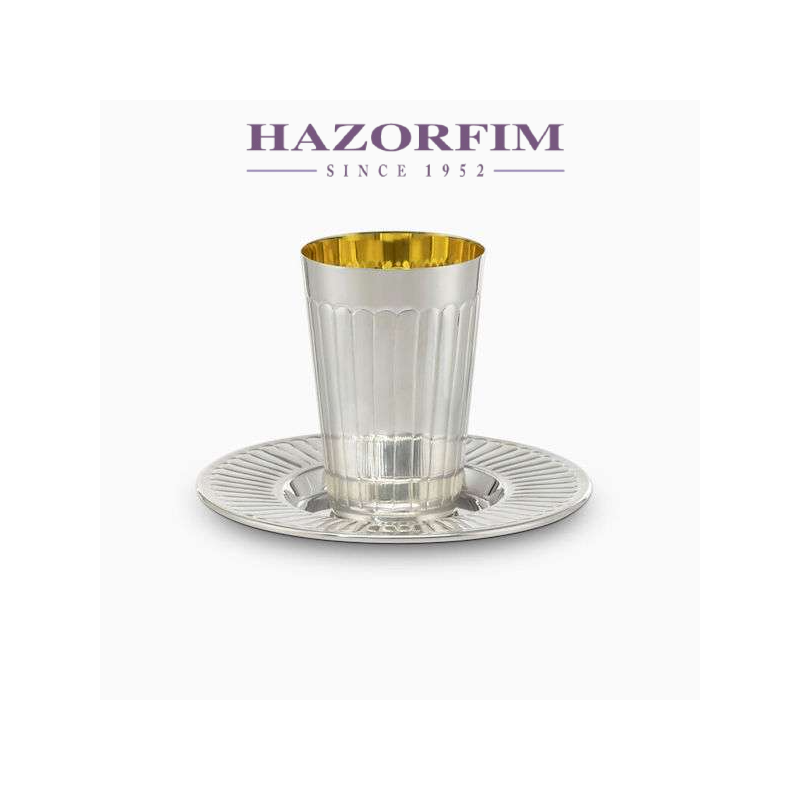 Ensemble tasse + assiette Linya plaqué | Coupes de Kiddouch | Judaïca