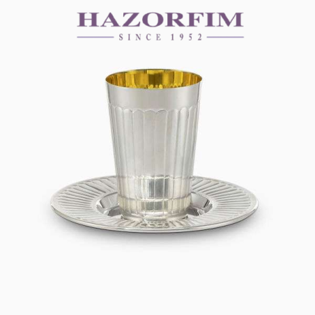 Linya Cup + Plate Set Plated | Kiddush Cups | Judaica