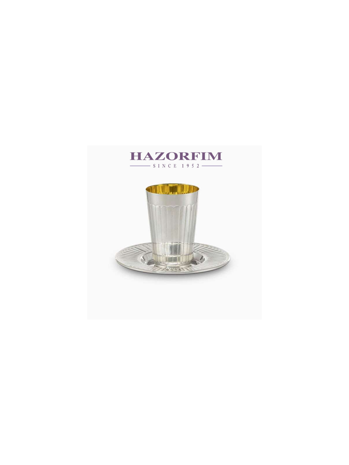 Ensemble tasse + assiette Linya plaqué | Coupes de Kiddouch | Judaïca