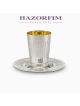 Ensemble tasse + assiette Linya plaqué | Coupes de Kiddouch | Judaïca