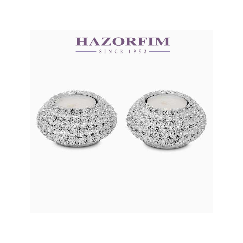 Photophore Floral Plaqué Argent | Bougeoirs | Judaïca