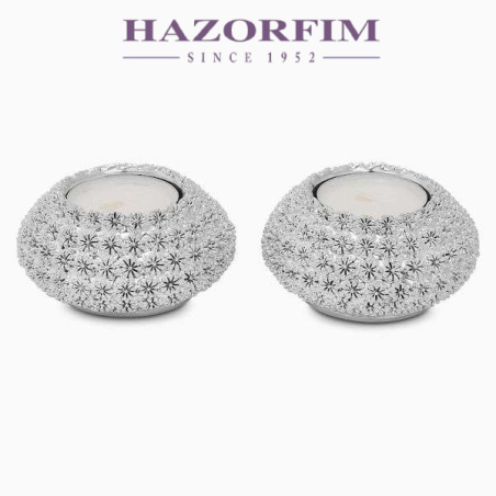 Photophore Floral Plaqué Argent | Bougeoirs | Judaïca