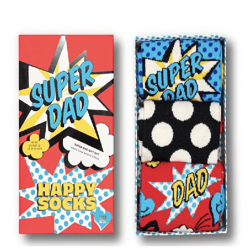 Happy Socks Coffret cadeau de 3 chaussettes Super Dad | Vêtements | Judaïca