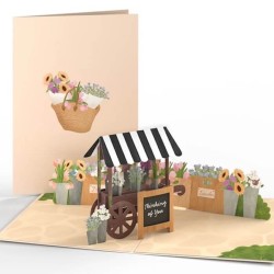 Love Pop Je pense à toi Carte pop-up avec panier à fleurs | Cadeaux | Judaïca