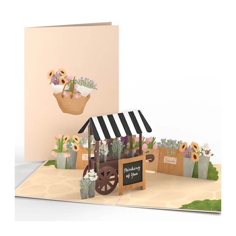 Love Pop Je pense à toi Carte pop-up avec panier à fleurs | Cadeaux | Judaïca