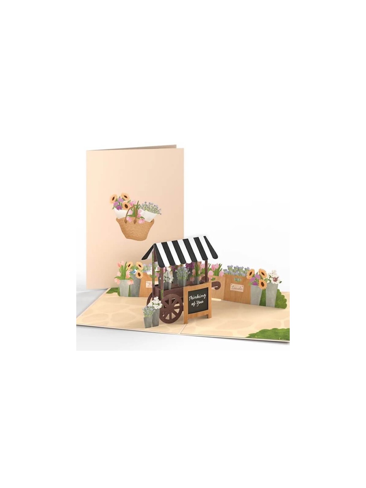 Love Pop Je pense à toi Carte pop-up avec panier à fleurs | Cadeaux | Judaïca