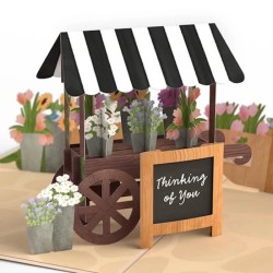 Love Pop Thinking of You Flower Cart Pop-Up Card | Gifts | Judaica