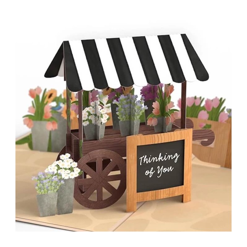 Love Pop Je pense à toi Carte pop-up avec panier à fleurs | Cadeaux | Judaïca