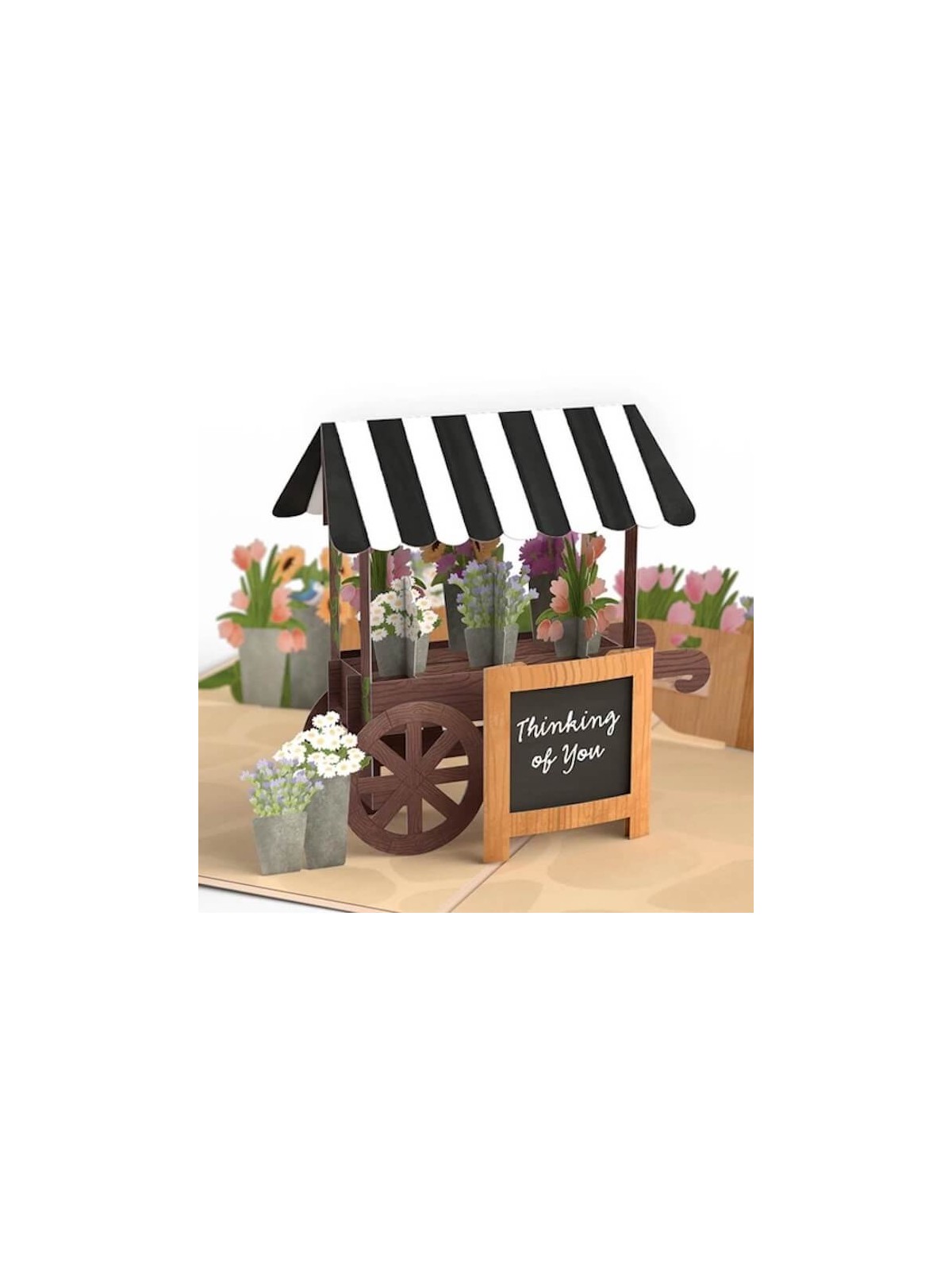 Love Pop Je pense à toi Carte pop-up avec panier à fleurs | Cadeaux | Judaïca