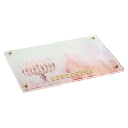 Peint par Batya 2.0 Plateau Menorah | Hanoukka | Judaïca