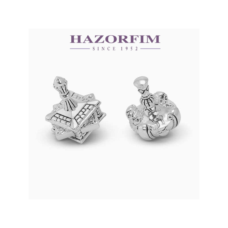 Ensemble Dreidel moderne classique plaqué argent | Hanoukka | Judaïca