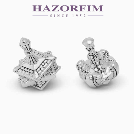Ensemble Dreidel moderne classique plaqué argent | Hanoukka | Judaïca
