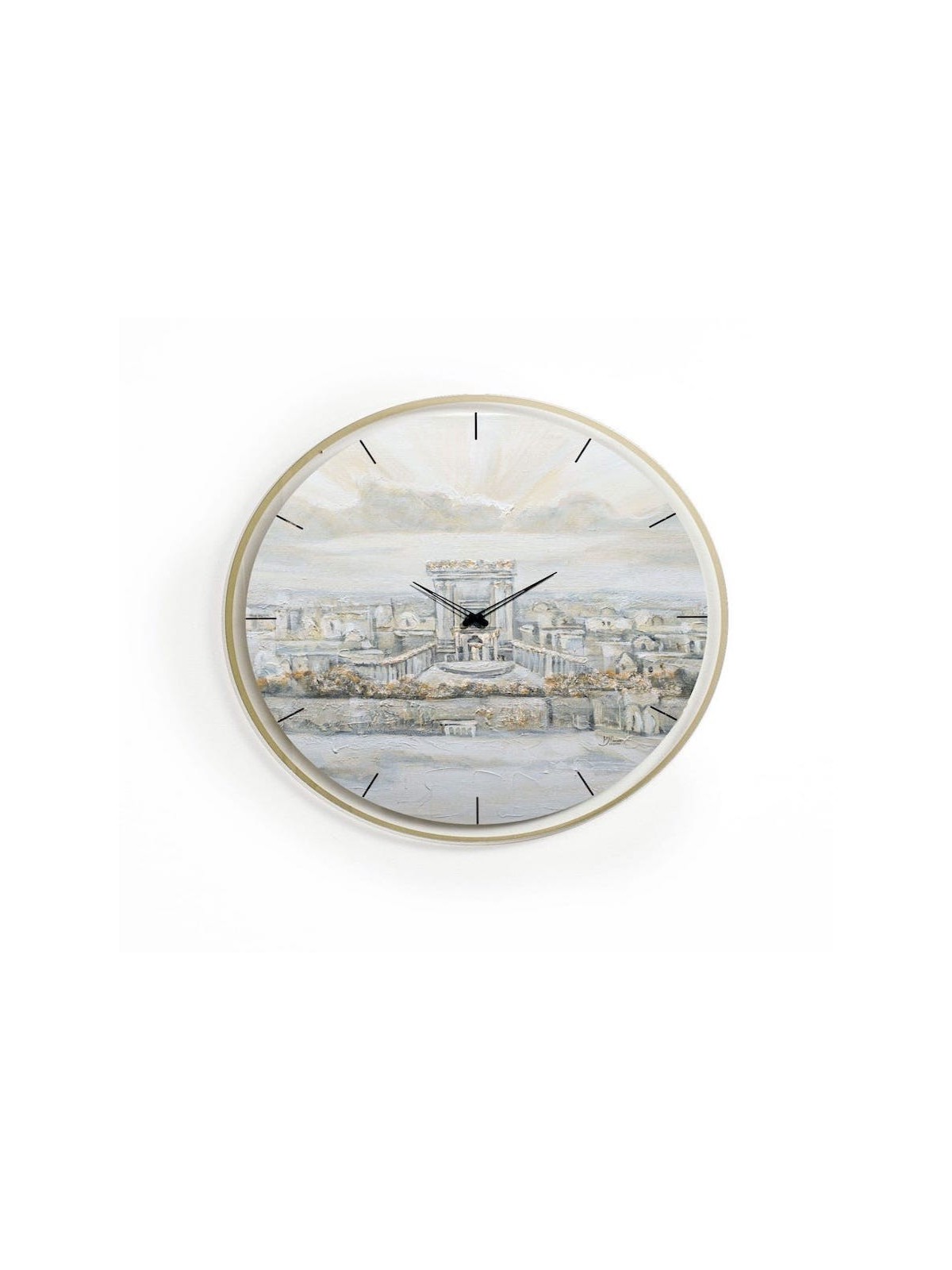 Peint par Yonatan Bais Hamikdash Horloge | Articles pour la maison | Judaïca