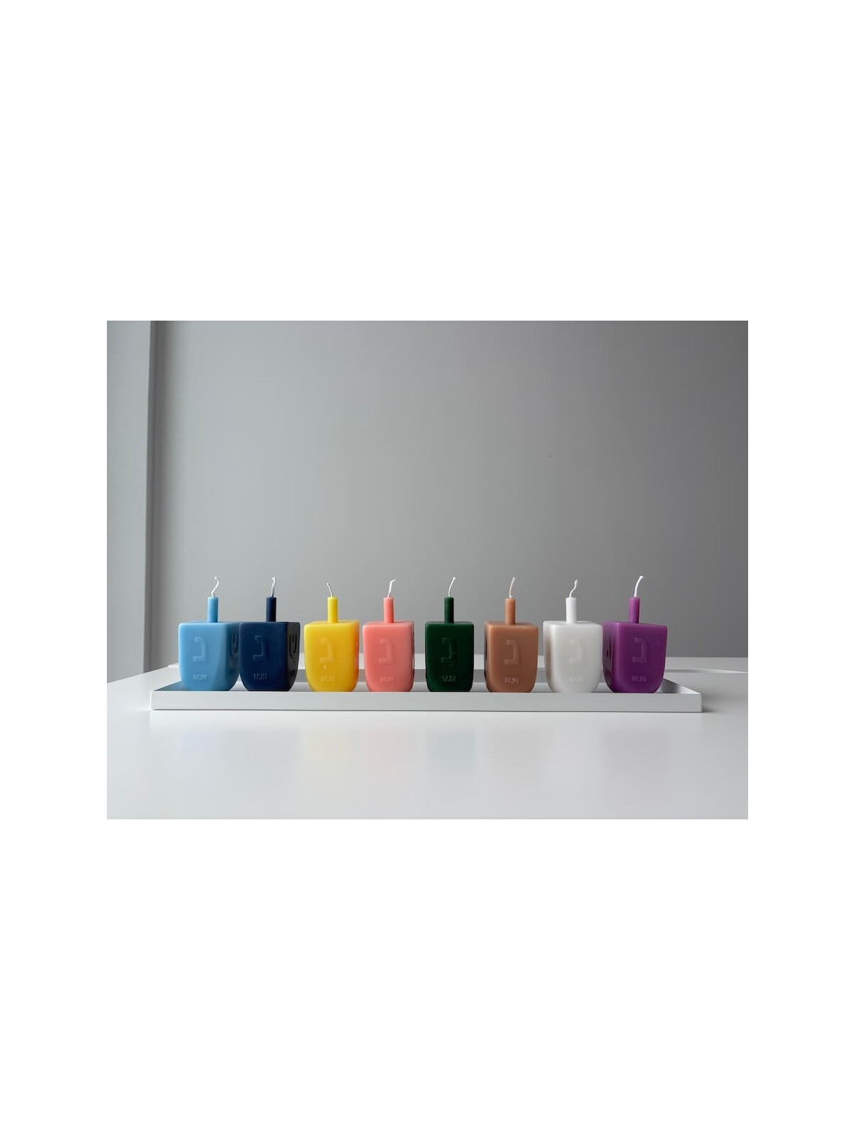 8 Jumbo Dreidel Candles with Drip Tray | Candles and Candlesticks | Ju