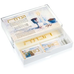 Ensemble de plateaux Havdalah peints avec tiroir | Ensembles de Havdalah et boîtes à épices |