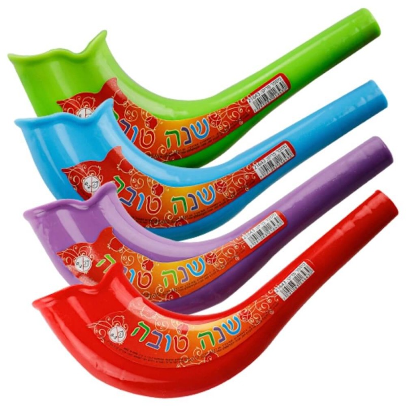 Shofar jouet rond de couleur néon – Couleurs assorties | Roch Hachana | Juda