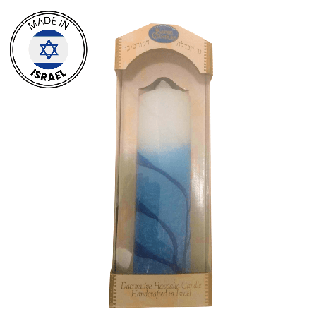 Handmade Safed Pillar Candle Blue/White | Artists and Designers | Juda
