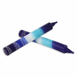 Israeli Hand Crafted Blue Snow Shabbat Candles | Artists and Designers