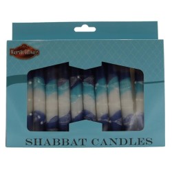 Israeli Hand Crafted Blue Snow Shabbat Candles | Artists and Designers
