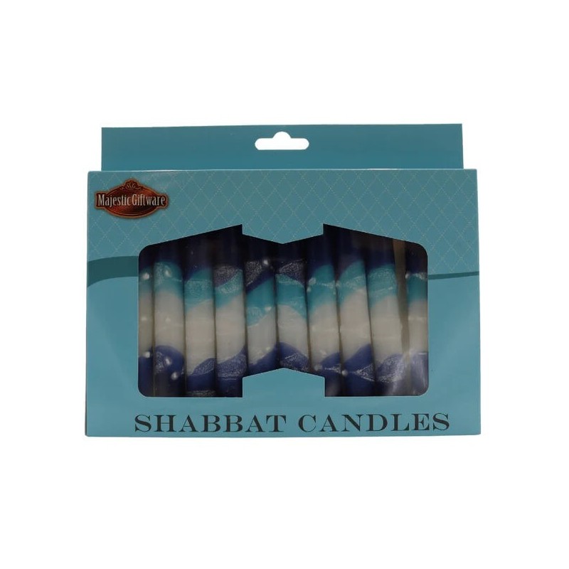 Israeli Hand Crafted Blue Snow Shabbat Candles | Artists and Designers