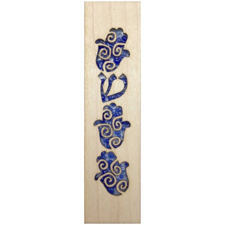 Étui Hamsa Mezuzah en verre et bois d'érable par Beames De | Mezouzahs | judaïque