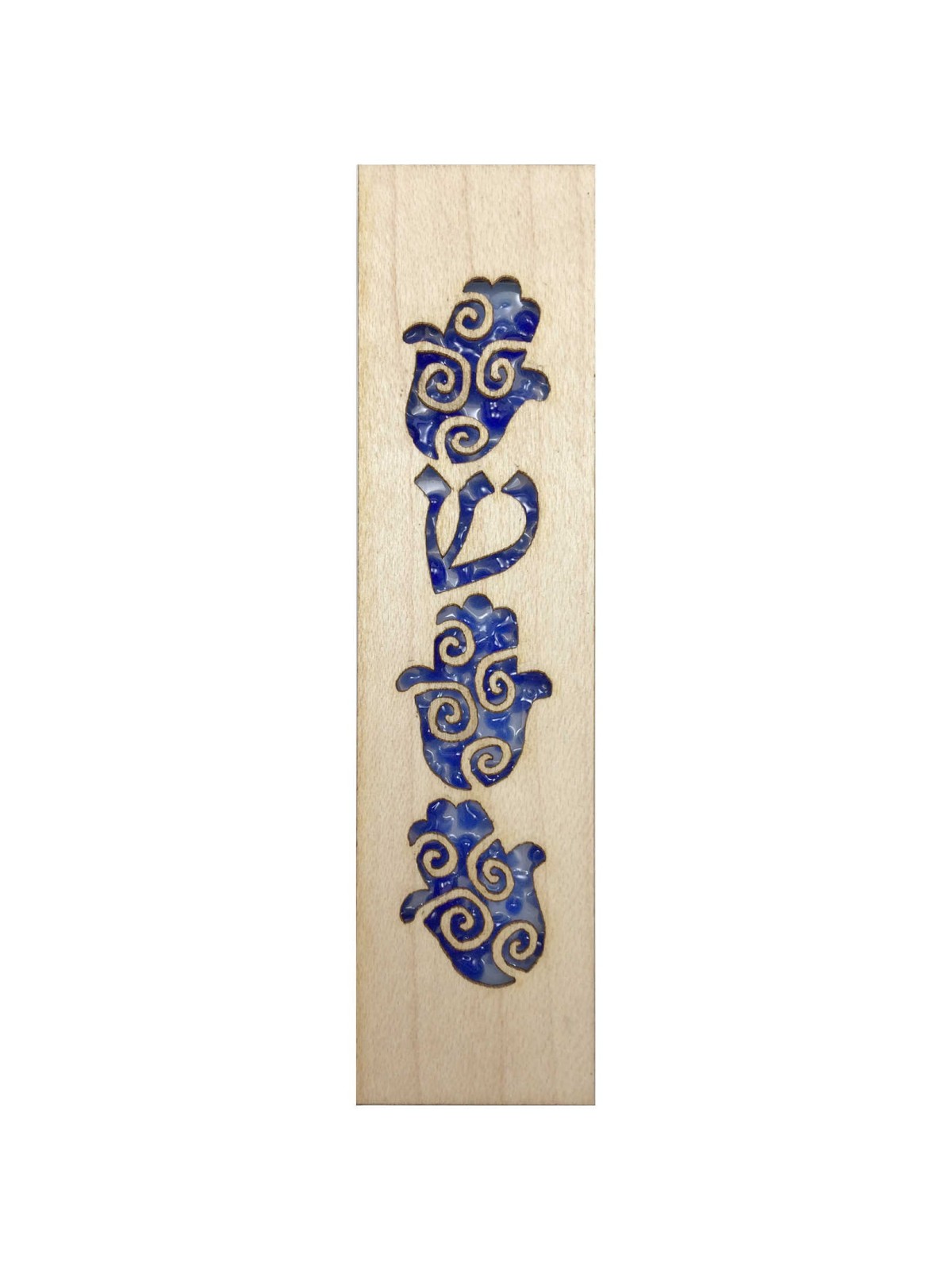 Étui Hamsa Mezuzah en verre et bois d'érable par Beames De | Mezouzahs | judaïque