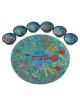 Wood Blue Seven Species Seder Plate | Passover | Judaica