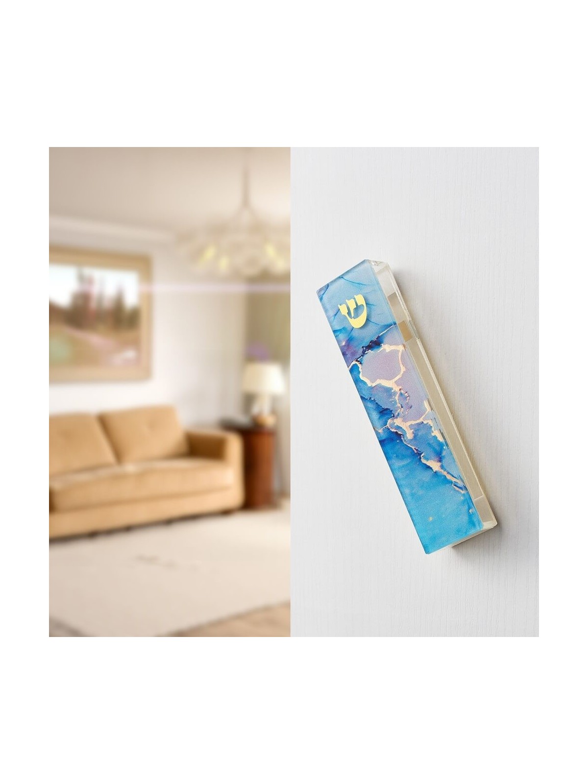 Blue Marble Art Glass Mezuzah | Mezuzahs | Judaica