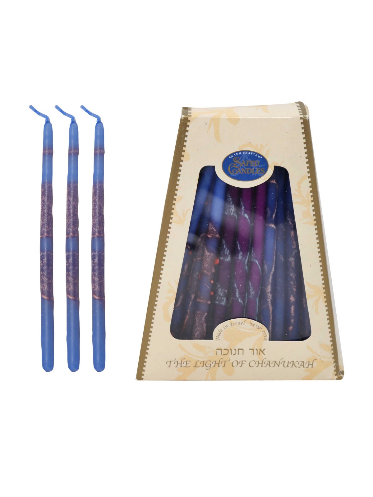 Bougies de Hanoukka fabriquées à la main de qualité supérieure - Aqua | Hanoukka | Judaïca