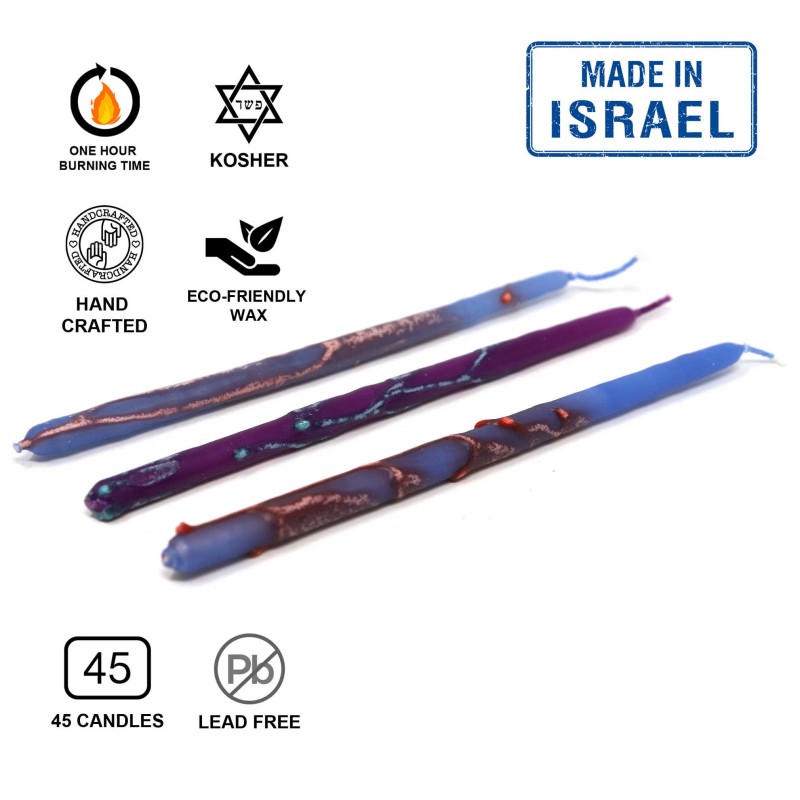 Bougies de Hanoukka fabriquées à la main de qualité supérieure - Aqua | Hanoukka | Judaïca