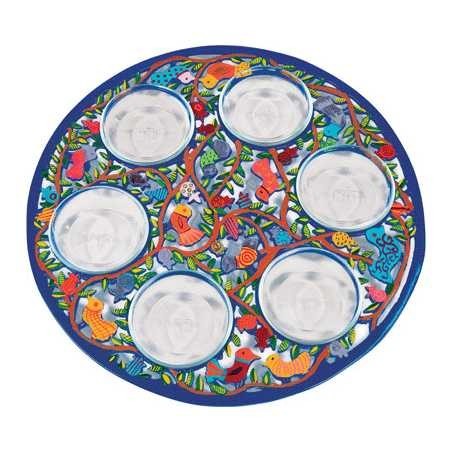 Plaque de Seder pour oiseaux multicolores en aluminium | Pâque | Judaïca