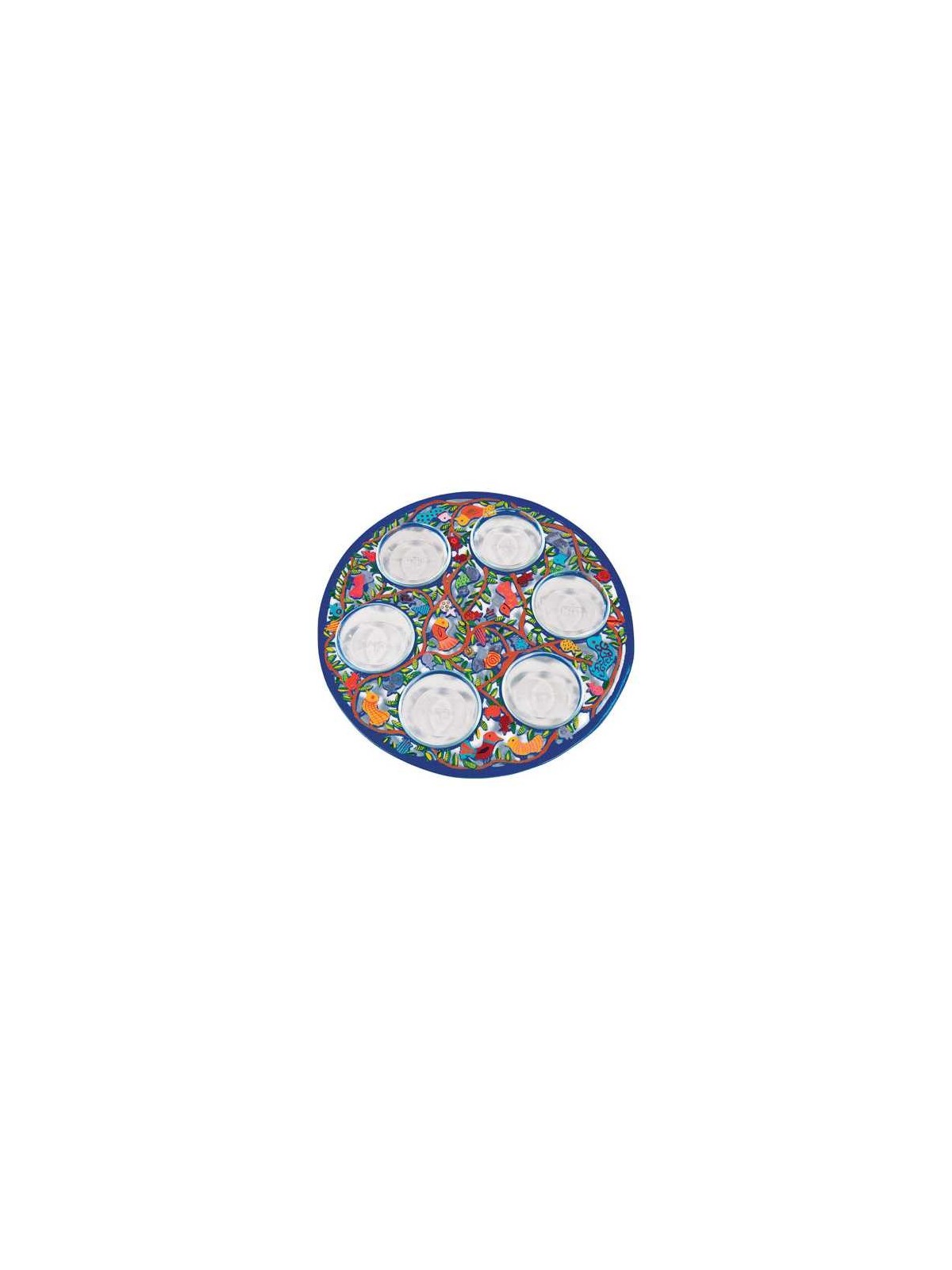 Plaque de Seder pour oiseaux multicolores en aluminium | Pâque | Judaïca