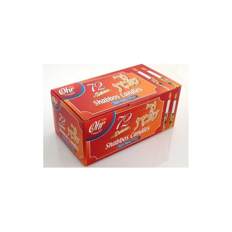 Bougies de Shabbat standard - Ensemble de 72- 3 heures | Bougies et huile de Shabbat |