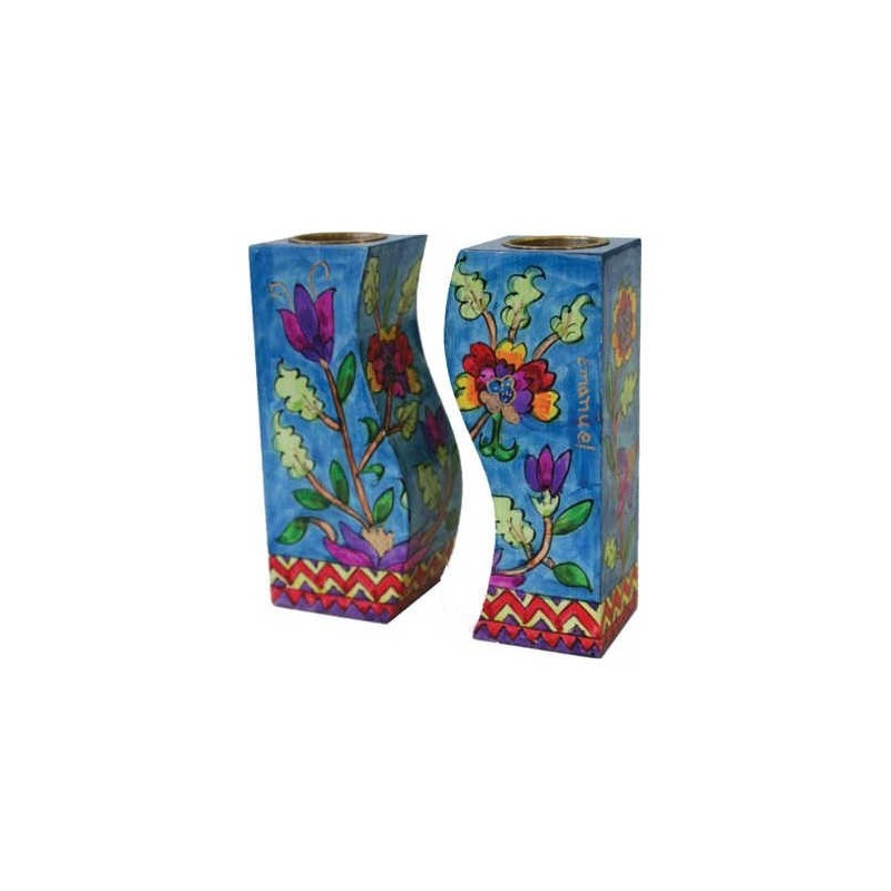 Floral Fitted Candlesticks | Candle Holders | Judaica
