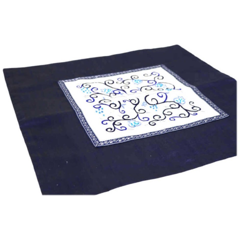Couverture Matzah Indigo Grenade et Raisins | Pâque | Judaïca