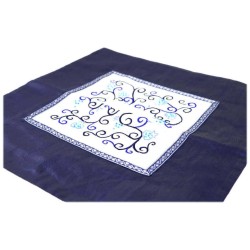 Indigo Pomegranate and Grapes Matzah Cover | Passover | Judaica