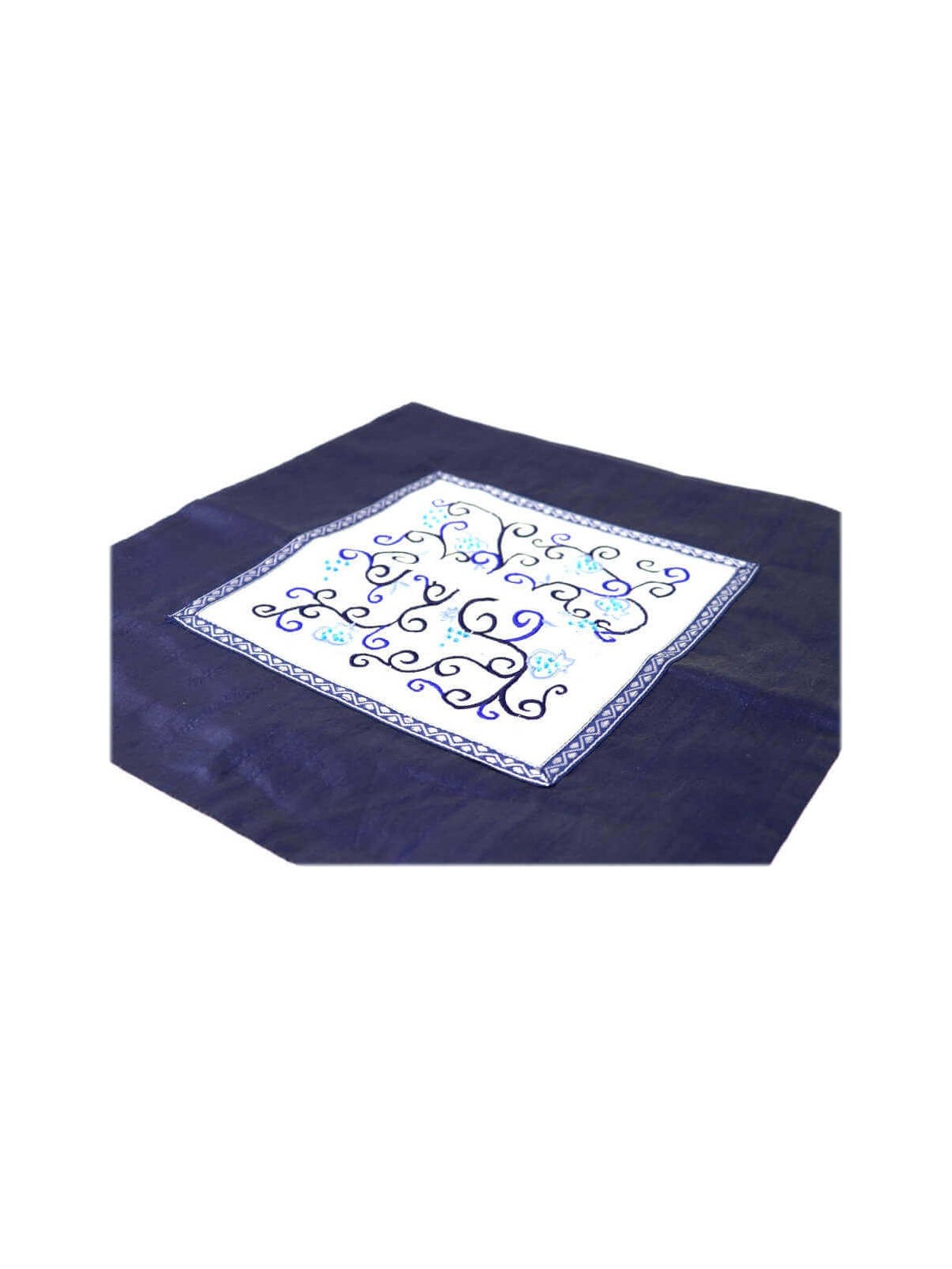 Indigo Pomegranate and Grapes Matzah Cover | Passover | Judaica
