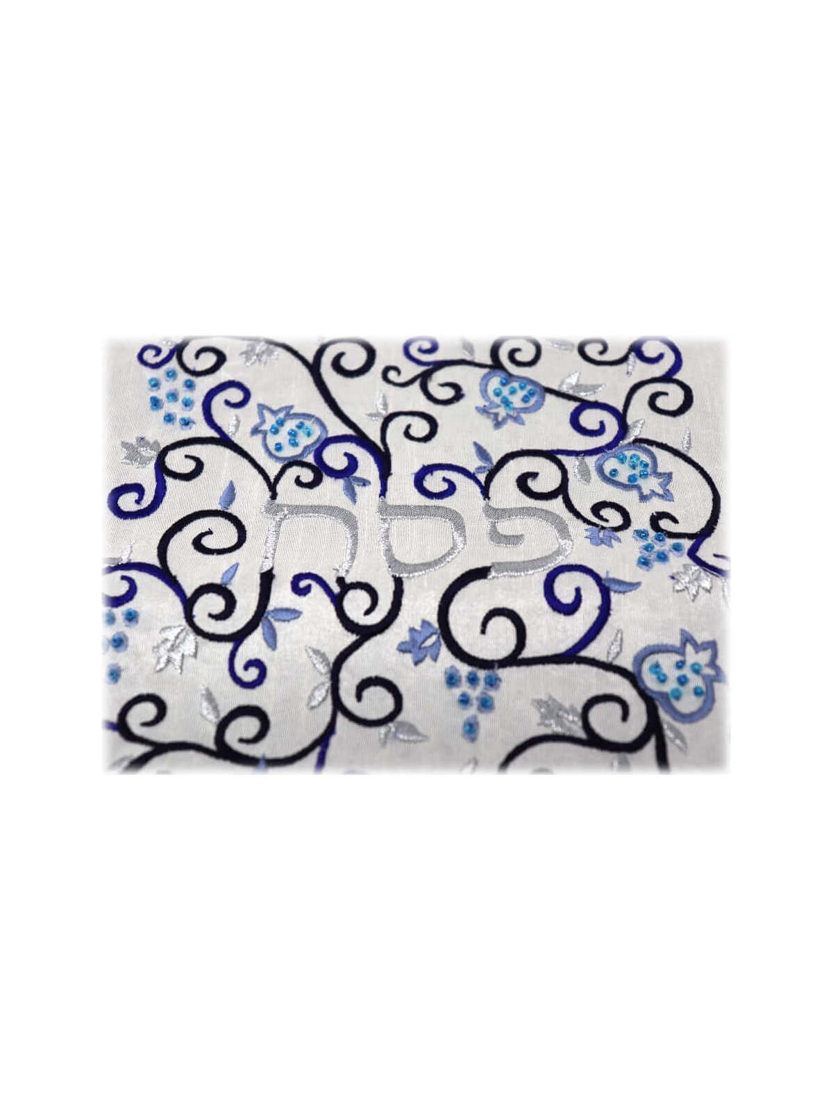 Indigo Pomegranate and Grapes Matzah Cover | Passover | Judaica