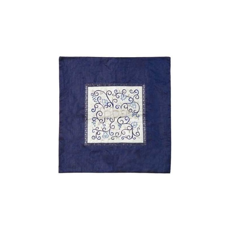 Indigo Pomegranate and Grapes Matzah Cover | Passover | Judaica
