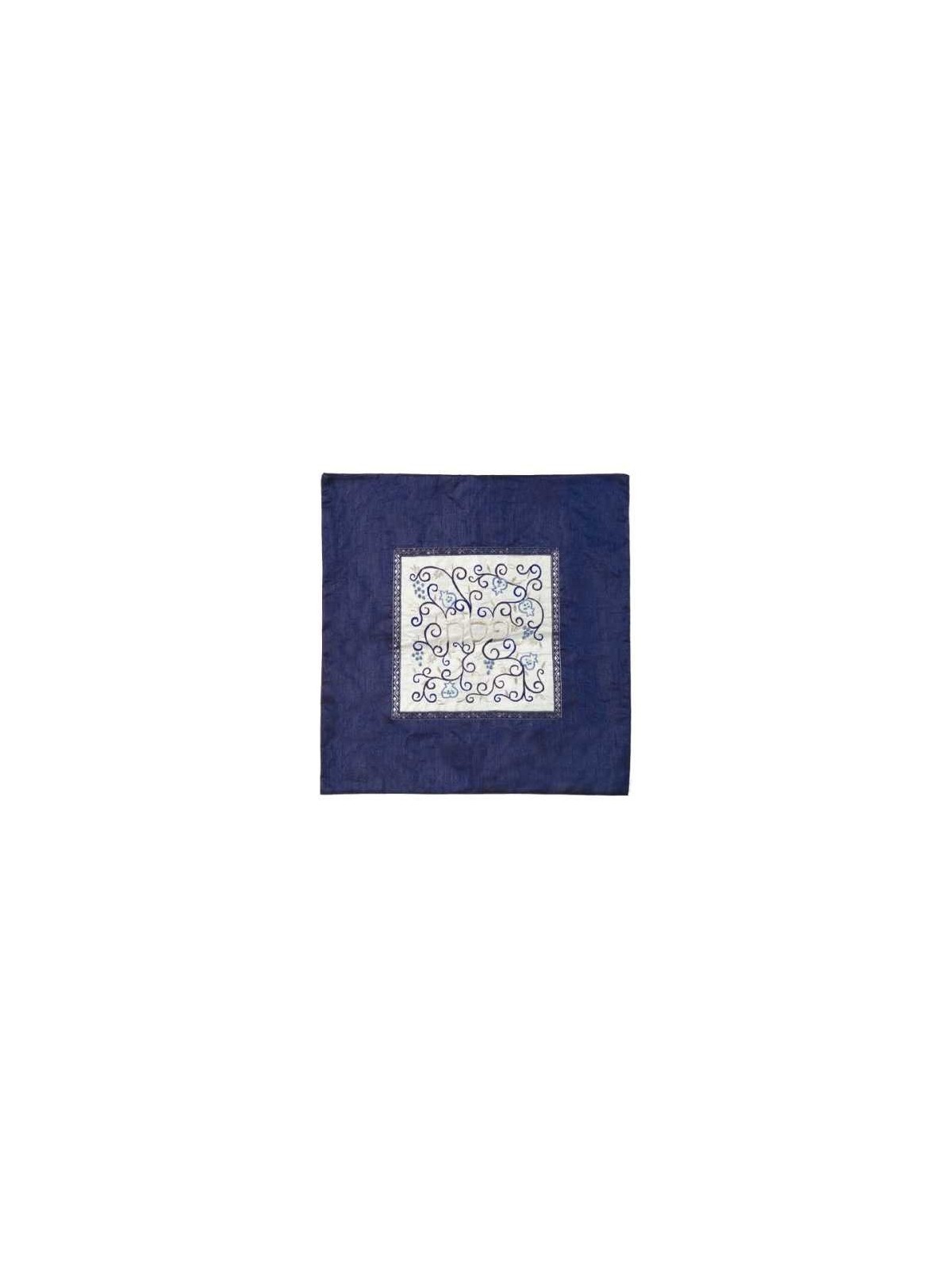 Indigo Pomegranate and Grapes Matzah Cover | Passover | Judaica