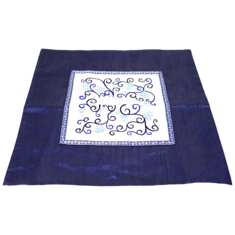 Indigo Pomegranate and Grapes Matzah Cover | Passover | Judaica