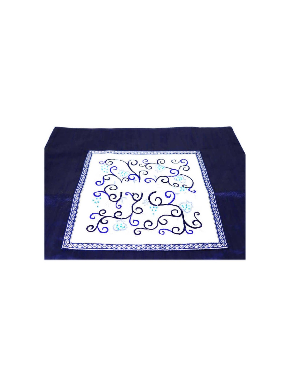 Indigo Pomegranate and Grapes Matzah Cover | Passover | Judaica