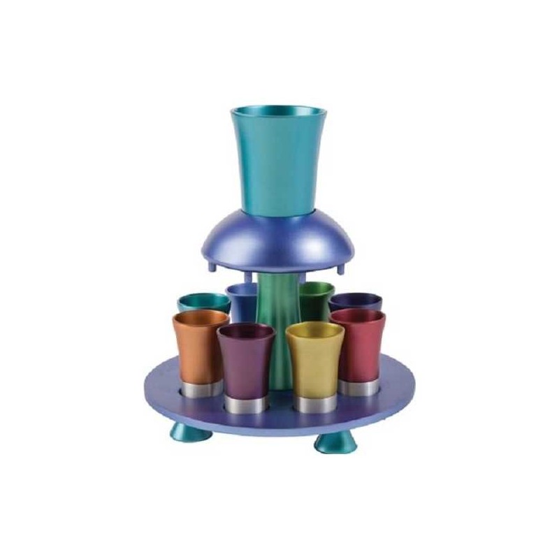 Fontaine de Kiddouch arc-en-ciel en aluminium anodisé | Coupes de Kiddouch | Judaïca