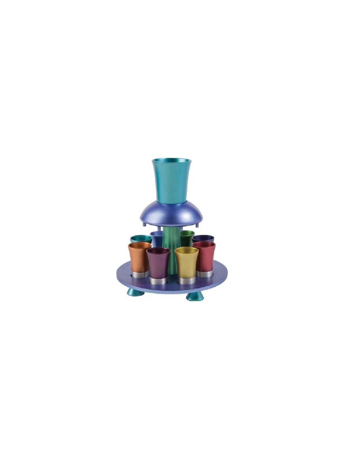Fontaine de Kiddouch arc-en-ciel en aluminium anodisé | Coupes de Kiddouch | Judaïca