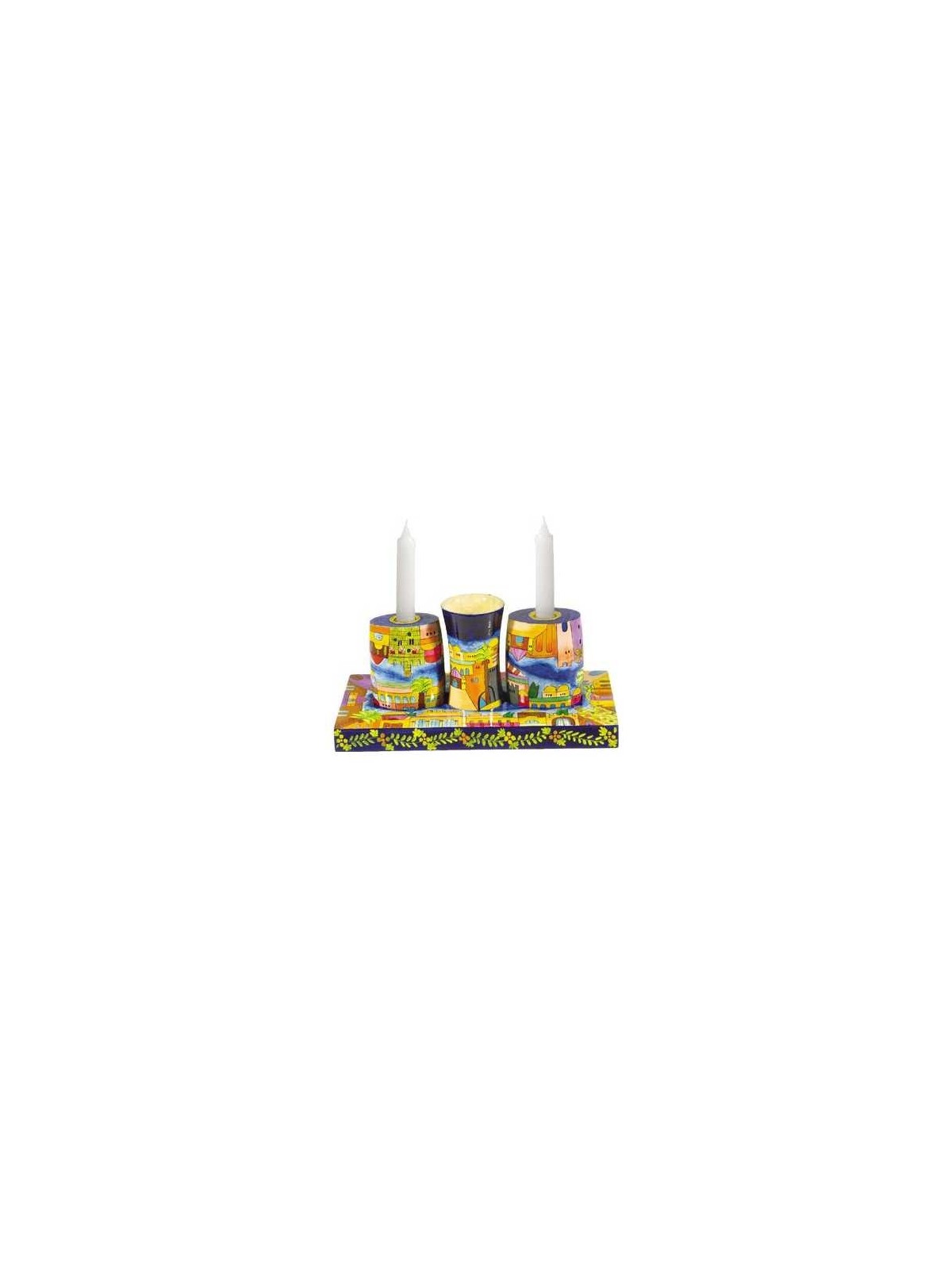 Jerusalem Wood Shabbat Set | All Judaica | Judaica